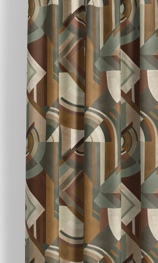Modern Abstract Velvet Drapery (Dark Caramel/ Burnt Umber/ Mossy Gray)