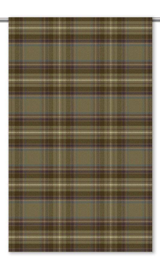 Plaid Velvet Roman Shades (Deep Moss Green/ Brown/ Steel Gray)