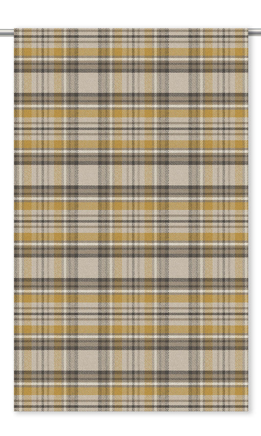 Plaid Velvet Roman Shades (Parchement Beige/ Gold Ochre/ Dark Brown)