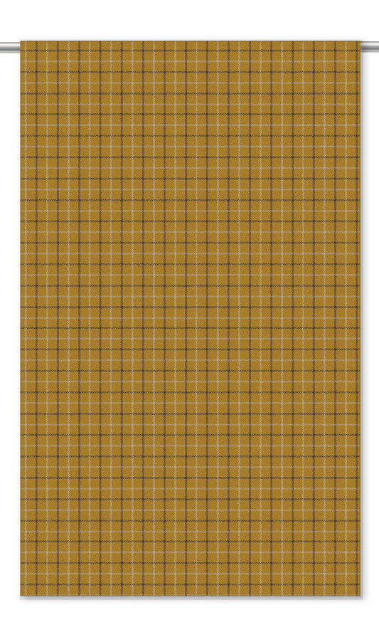 Tattersall Check Velvet Roman Shades (Ochre Yellow/ Dark Brown)