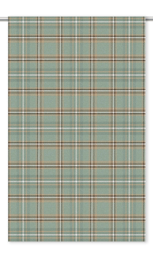 Plaid Velvet Home Decor Fabric By the Yard (Seafoam Green/ Olive Brown/ Beige)