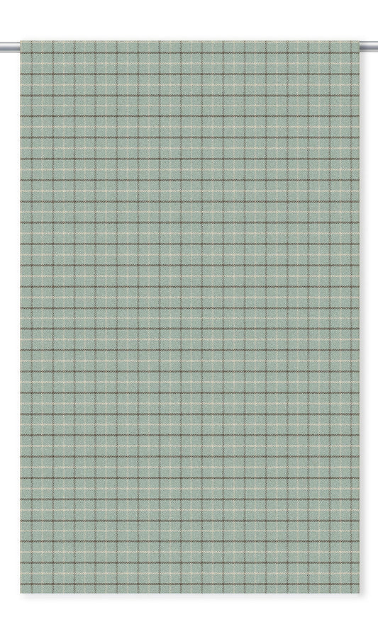 Tattersall Check Velvet Roman Shades (Powder Blue/ Brown)