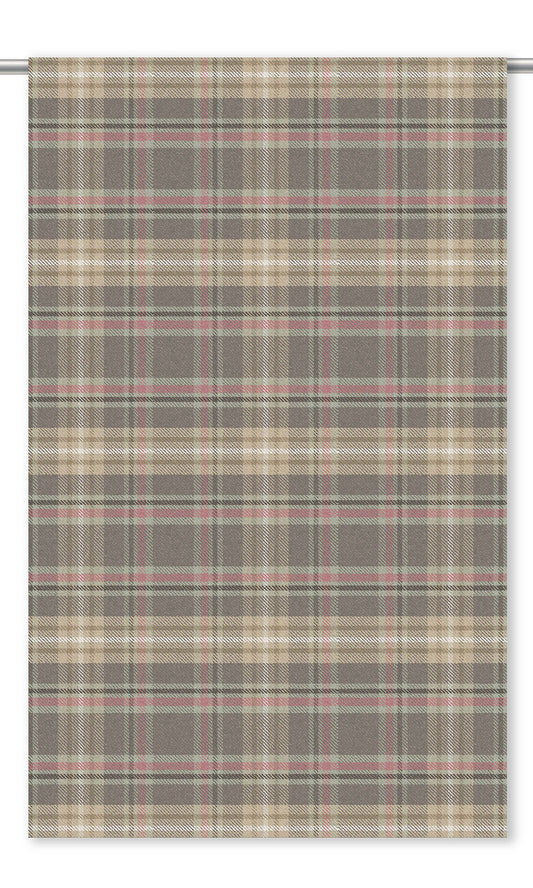 Plaid Velvet Drapes (Gray/ Pink/ Beige)
