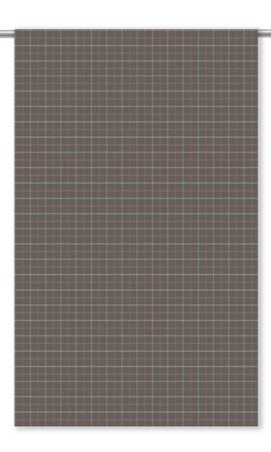 Tattersall Check Velvet Window Curtains (Charcoal Gray/ Pink/ White)