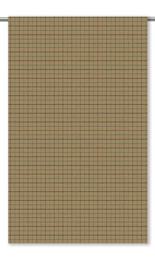 Tattersall Check Velvet Roman Shades (Tan/ Dark Brown/ Blue)