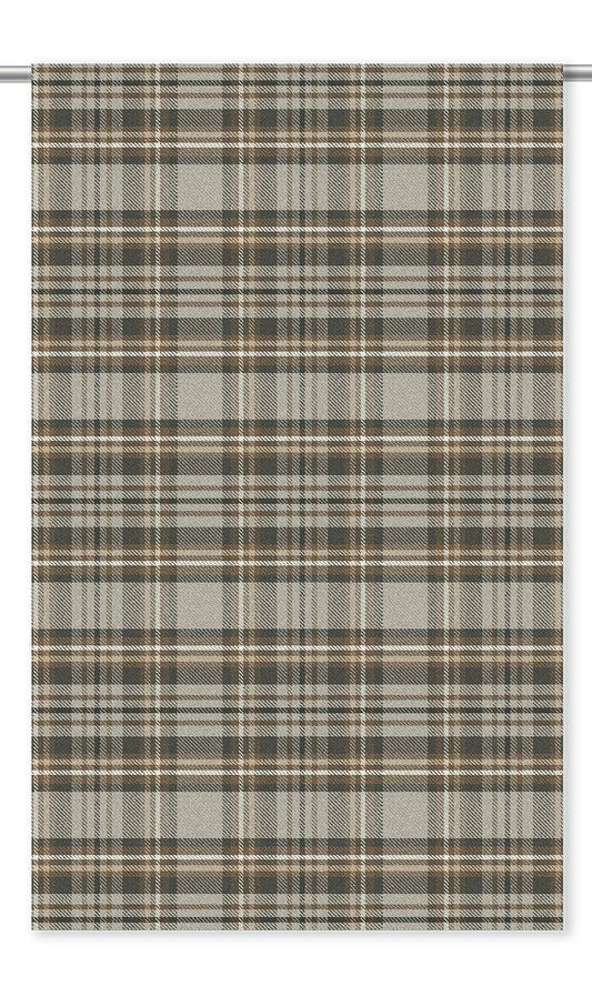 Plaid Velvet Fabric Blinds (Beige/ Dark Brown)