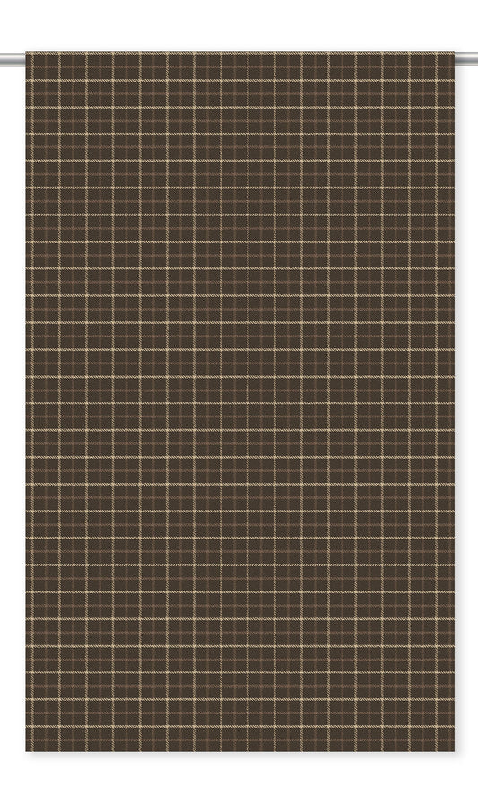 Tattersall Check Velvet Window Blinds (Chocolate Brown/ Beige)