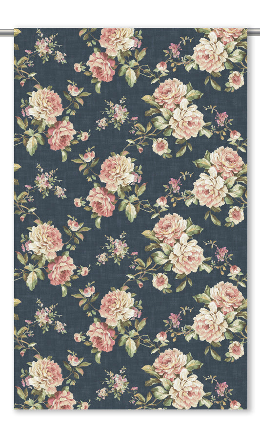 Floral Velvet Drapery (Deep Blue/ Blush Pink/ Pale Green)
