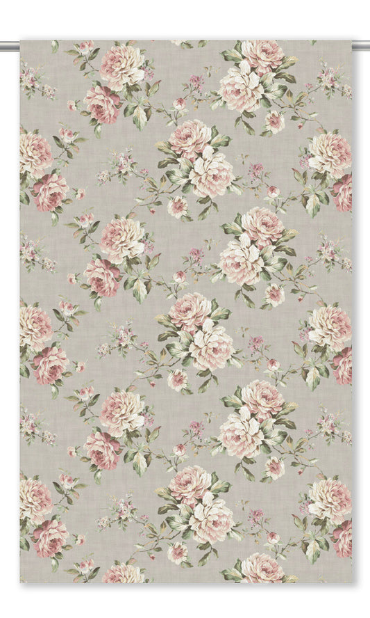 Floral Velvet Roman Shades (Soft Gray/ Blush Pink/ Pale Green)