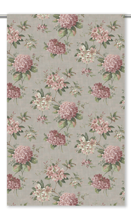 Floral Velvet Window Curtains (Soft Gray/ Blush Pink/ Pale Green)