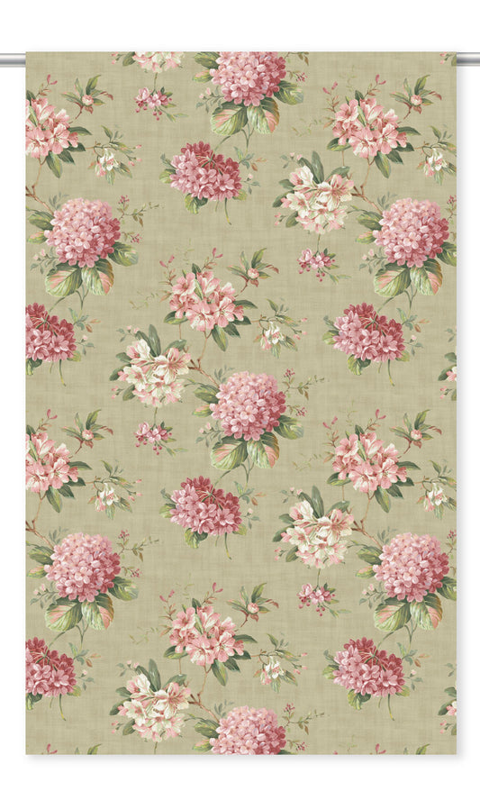 Floral Velvet Curtain Panels (Soft Green/ Blush Pink)