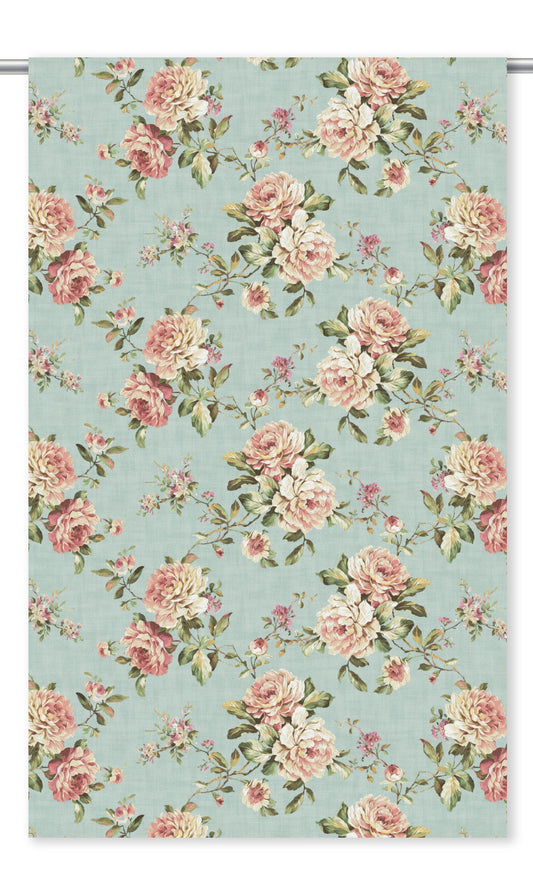 Floral Velvet Roman Shades (Powder Blue/ Blush Pink/ Pale Green)