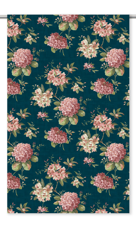 Floral Velvet Roman Shades (Teal Blue/ Blush Pink/ Pale Green)