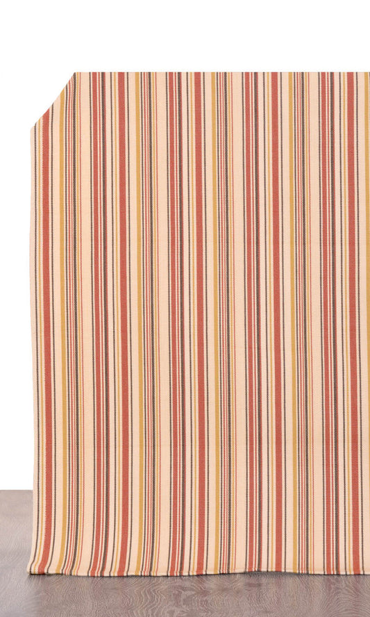 Striped Cotton Blinds (Beige/ Coral Red)