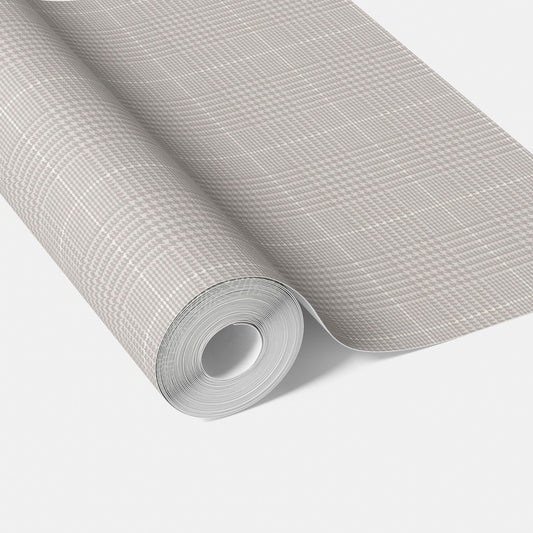 Plain/ Textured Check Traditional Wallpaper Sample (Gray/ Greige/ Soft Taupe)