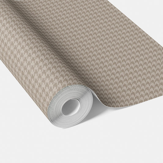 Neutral Plain/ Textured Houndstooth Traditional Wallpaper Sample (Beige/ Warm Gray/ Taupe)