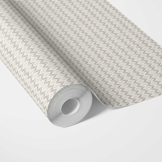 Neutral Ikat Striped Traditional Wallpaper Sample (Gray/ Greige/ White)