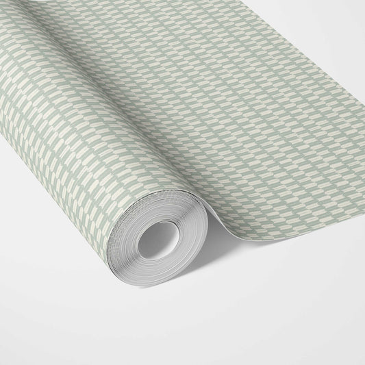 Modern Geometric Micro-Print Traditional Wallpaper (Duck Egg Blue/ White)