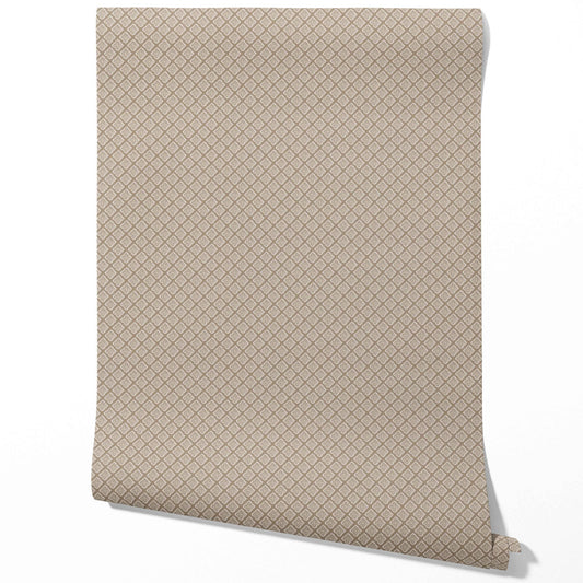 Small Floral Geometric Lattice Traditional Wallpaper Sample (Beige/ Brown/ Taupe)
