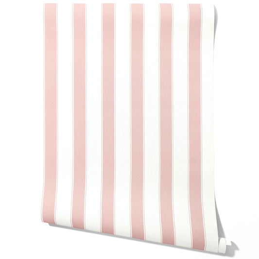 Geometric Striped Traditional Wallpaper (Pink/ White)