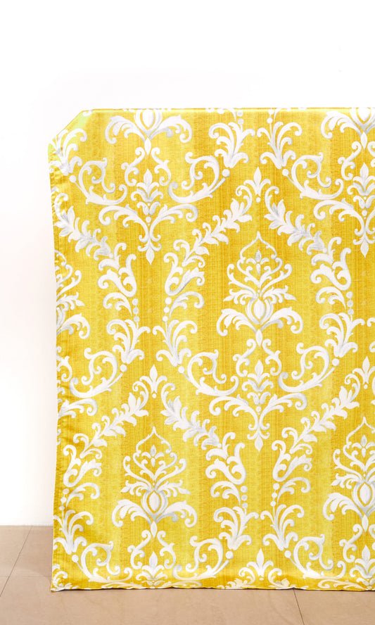 Damask Fabric Blinds (Yellow/ White)
