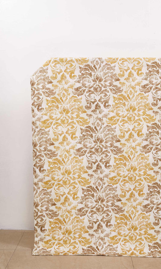 Damask Cotton Shades (Ocher Yellow/ Mocha Brown)