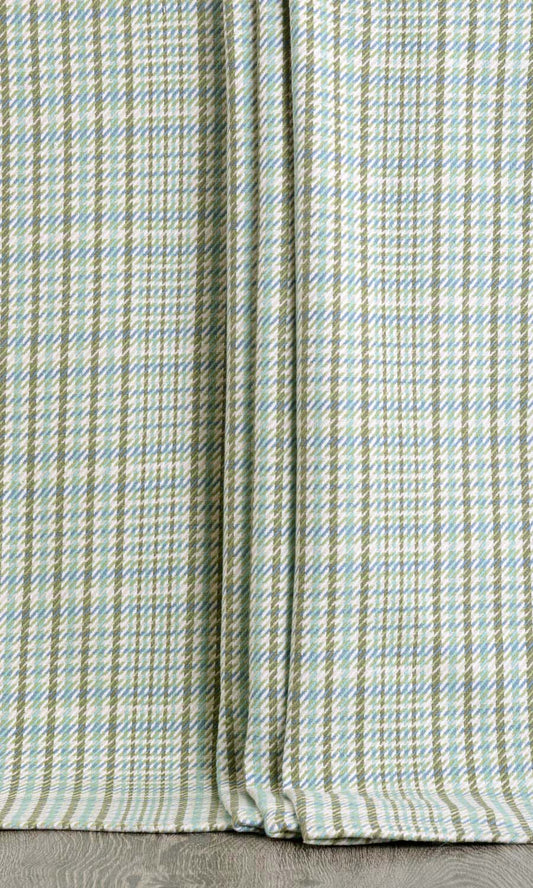 Houndstooth Cotton Blinds (Green/ Blue)