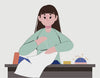 Tailors seamstress sewing curtains illustration