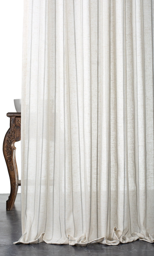 Striped Sheer Blinds (Warm White/ Gray)