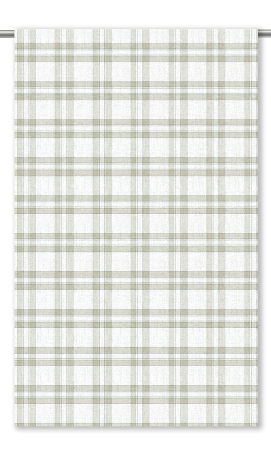 Windowpane Check Home Decor Fabric By the Yard (Beige/ White)
